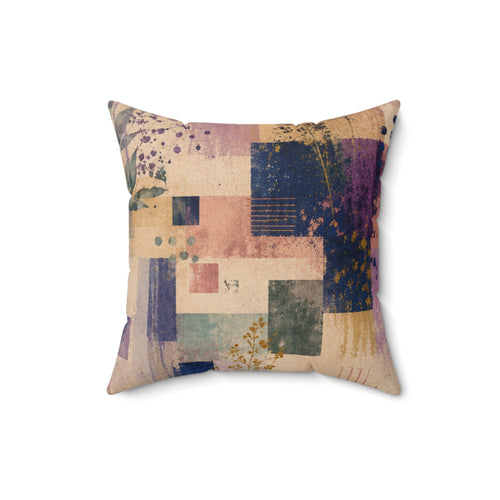 Abstract Floral Square Pillow — Pastel Geometric Accent Cushion