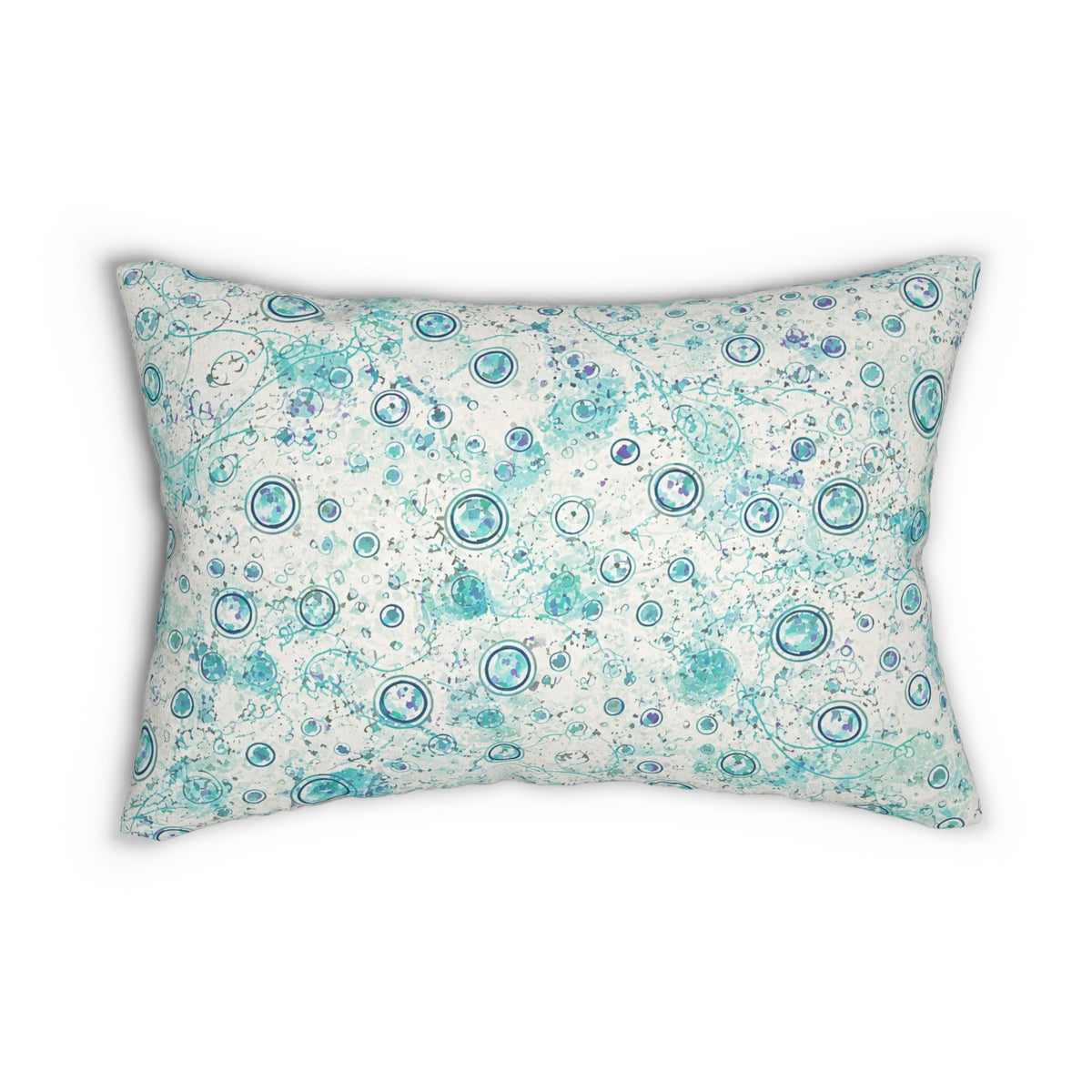 Ocean Bubble Lumbar Pillow — Teal Aqua Seafoam Decorative Cushion