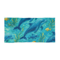Dolphin Splash Beach Towel — Vibrant Ocean Swim Design