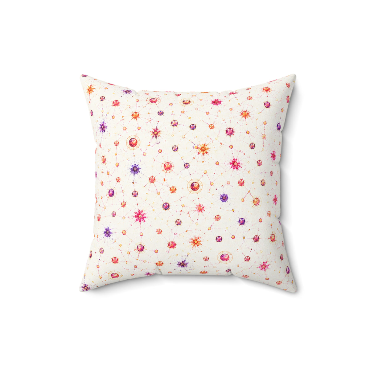 Floral Confetti Square Pillow — Pink & Orange Watercolor Ditsy Throw Pillow