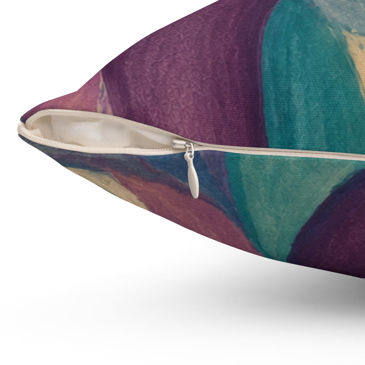 Abstract Teal & Plum Decorative Pillow — Modern Geometric Accent Cushion