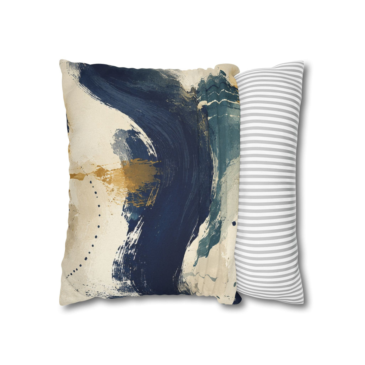 Abstract Navy Brushstroke Pillowcase — Modern Decorative Throw Pillow Cover