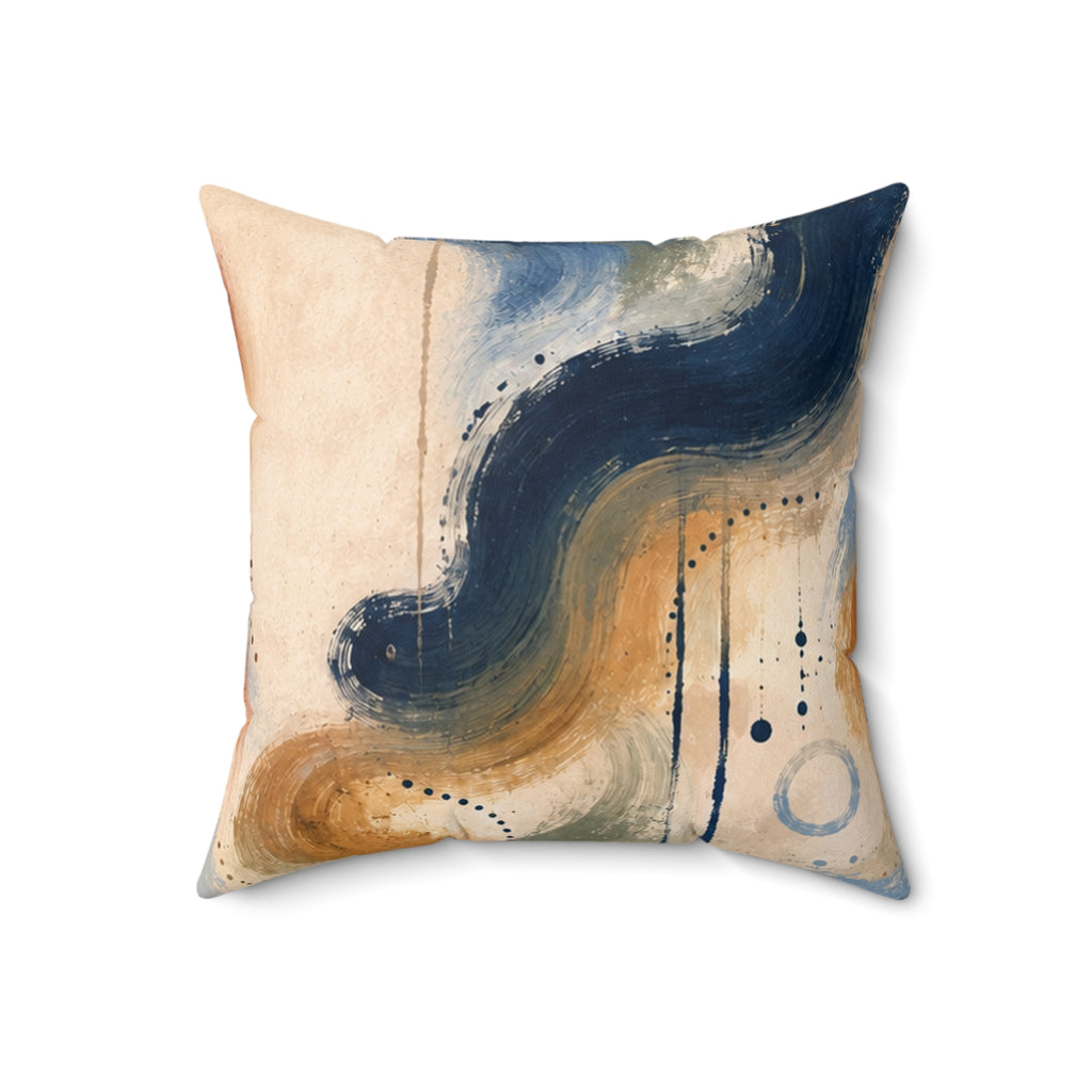 Abstract Blue Wave Decorative Pillow — Modern Coastal Accent