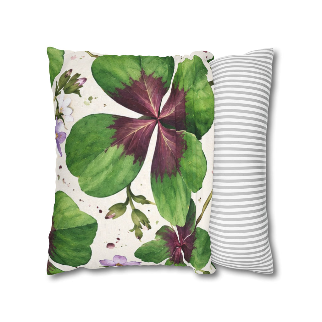 Cushion covers  floral Four-Leaf Clover Decorative Pillowcase — Lucky Botanical Throw Pillow Cover