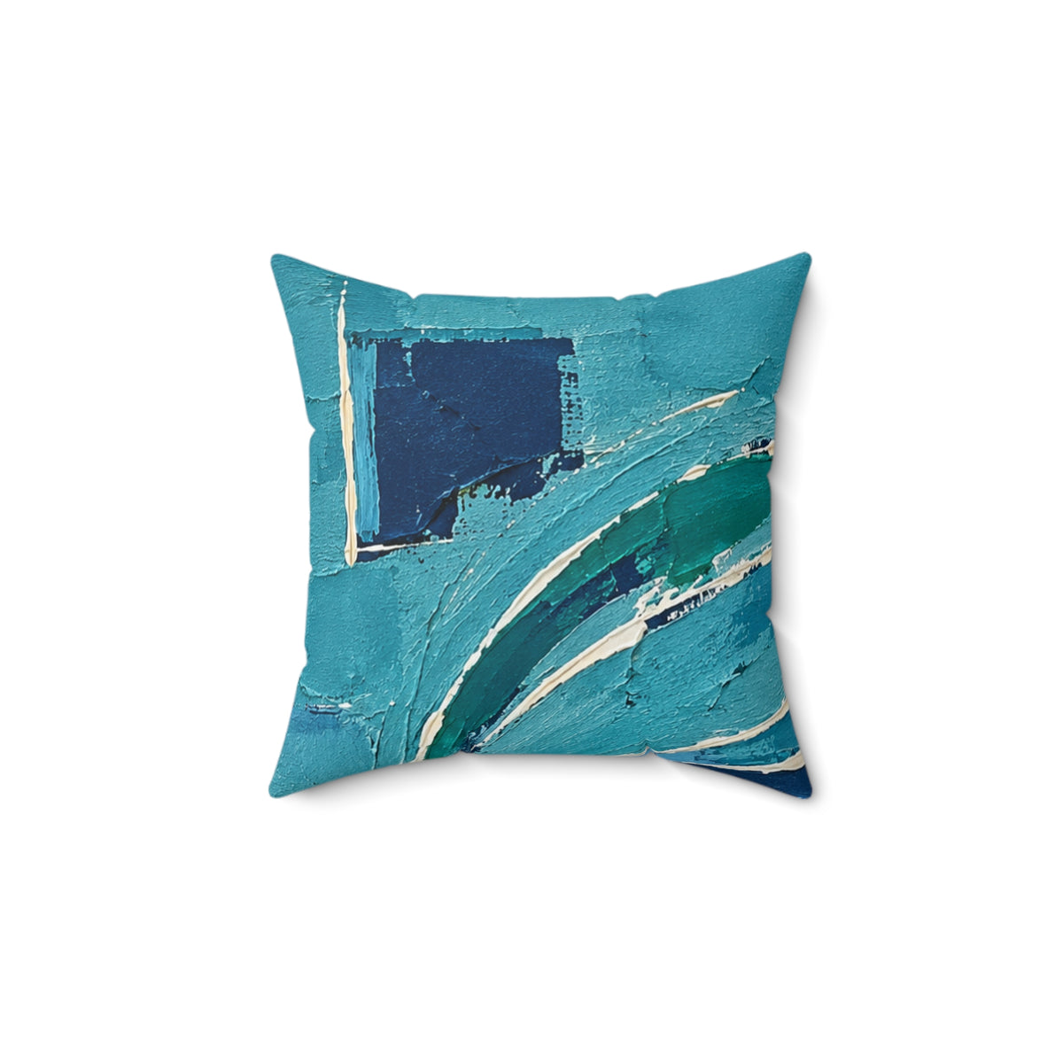 Blue and turquoise  abstract cushion -navy spiral Decorative throw pillow.