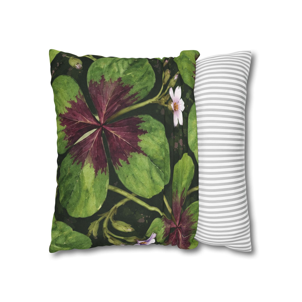 Lucky Four-Leaf Shamrock Pillowcase — Botanical Clover Cushion Cover