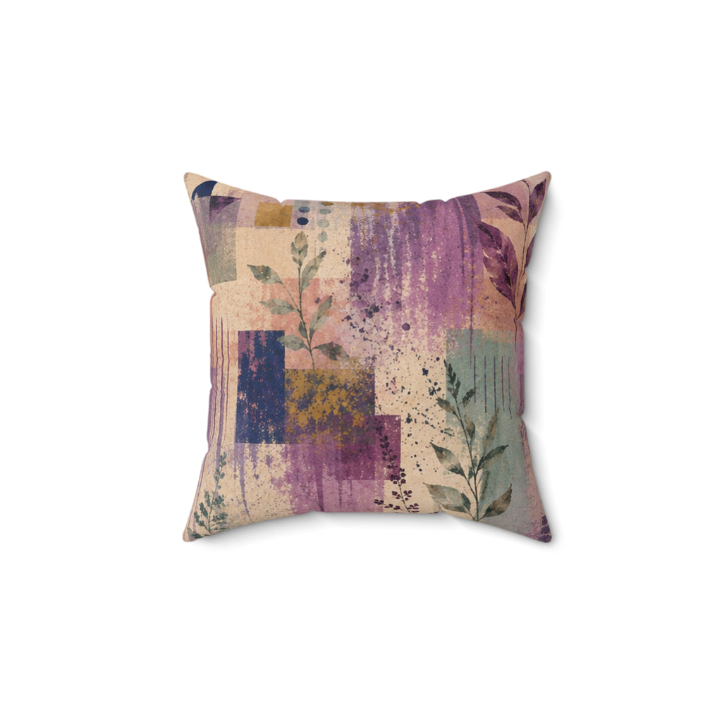 Abstract Floral Square Pillow — Pastel Geometric Accent Cushion