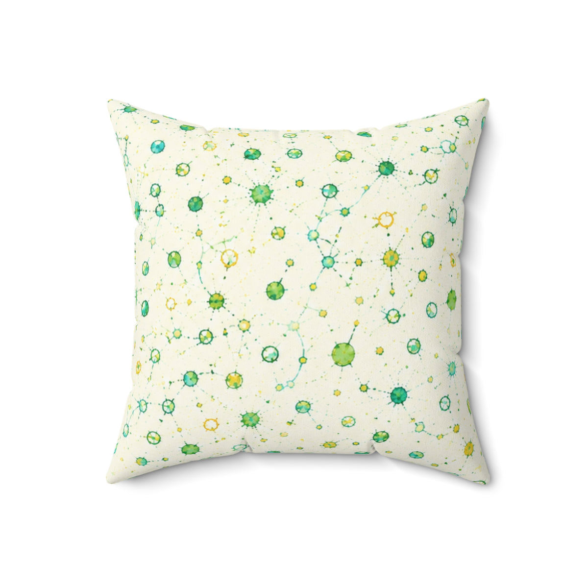 Green Watercolor Dot Decorative Pillow — Floral Speckle Pattern Accent Cushion
