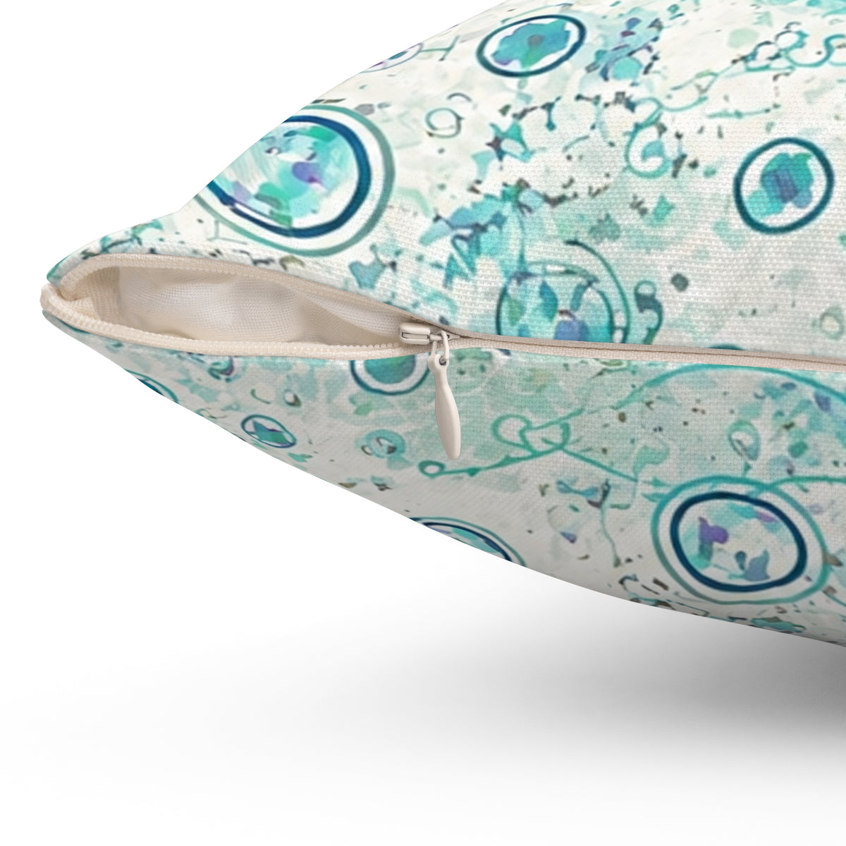 Ocean Bubble Decorative Pillow — Teal Blue Abstract Coastal Accent