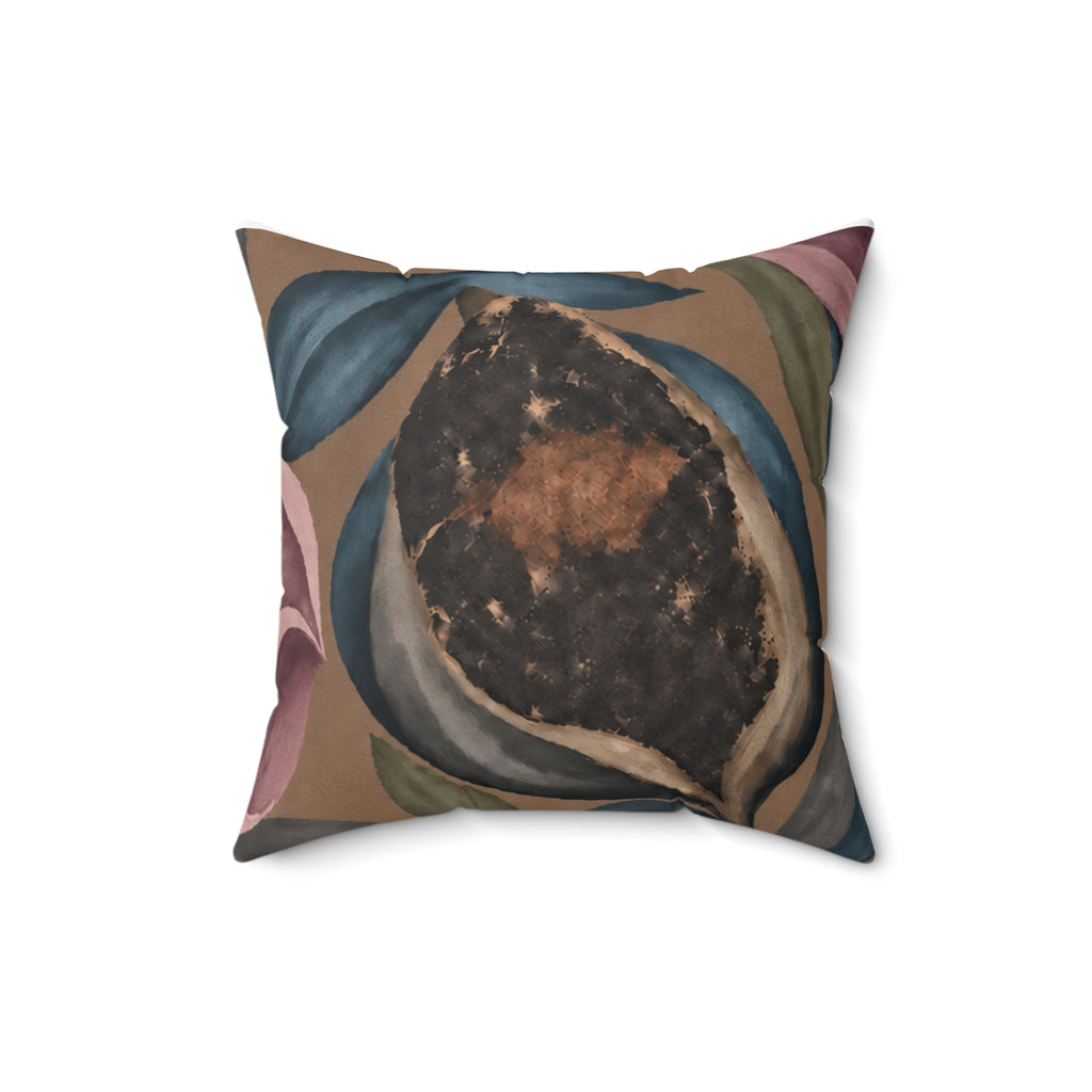 Botanical Velvet Floral Pillow — Mauve Magnolia Decorative Cushion