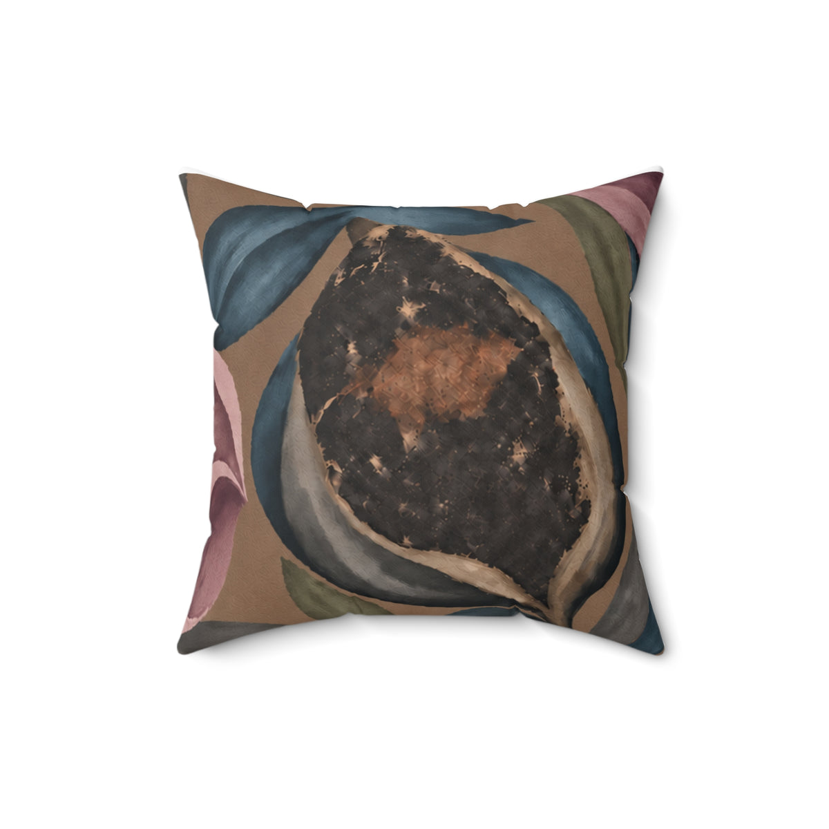 Botanical Velvet Floral Pillow — Mauve Magnolia Decorative Cushion