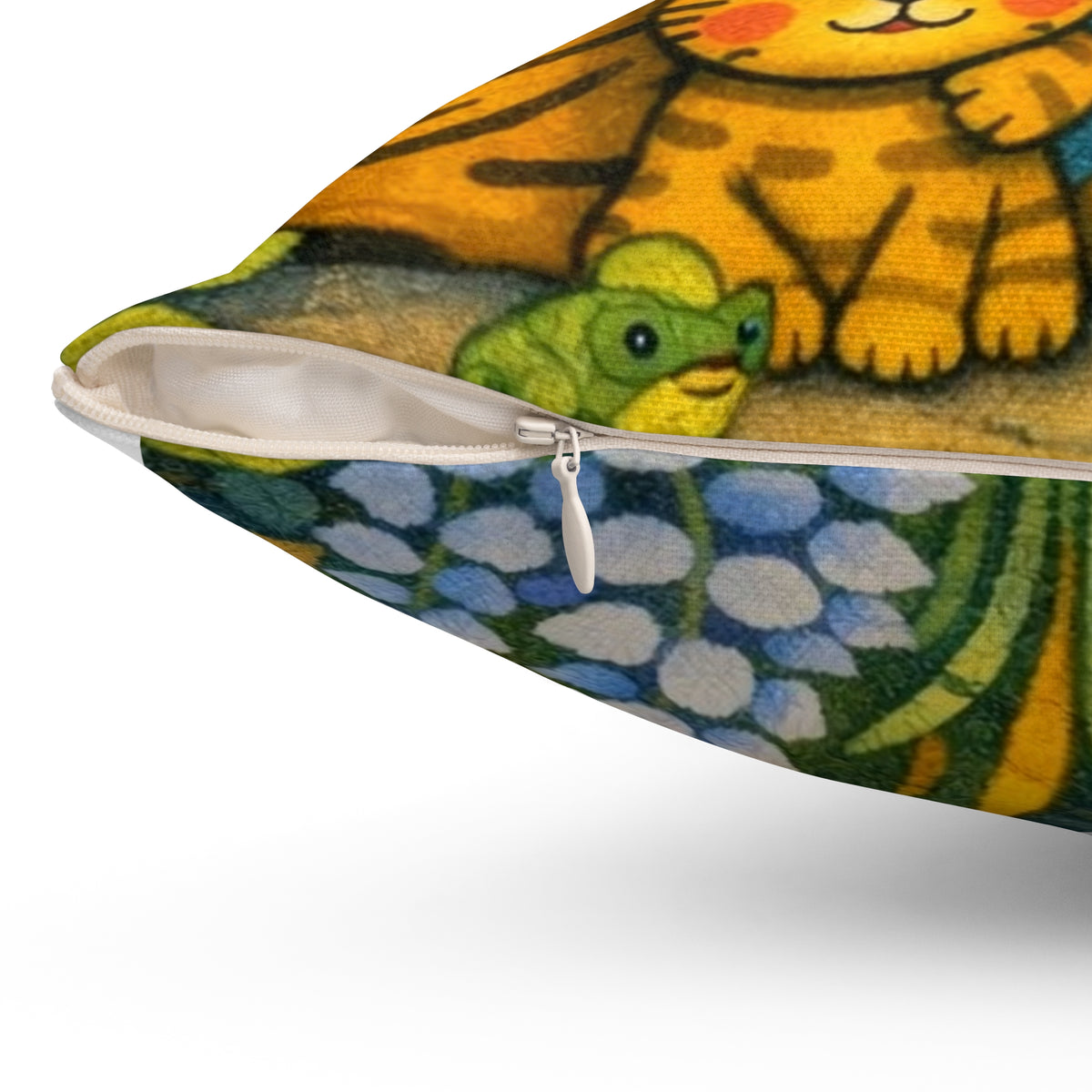 Jungle Friends Decorative Pillow — Cute Giraffe, Tiger & Monkey Nursery Throw