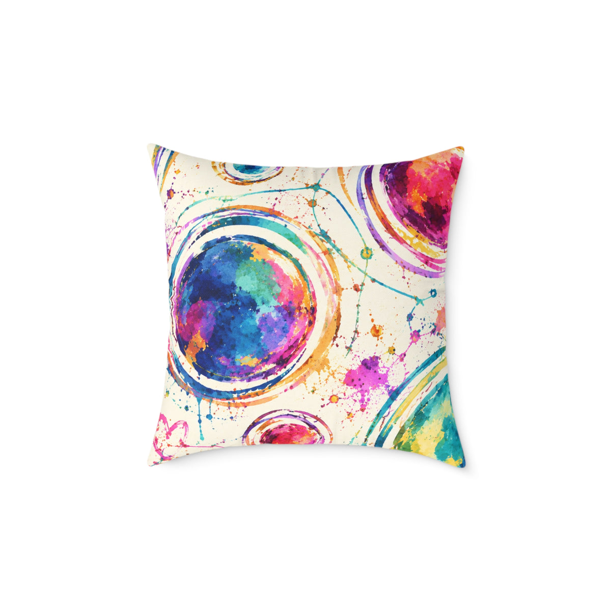 Acrylic Galaxy Circles Pillow — Colorful Abstract Decorative Throw Pillow