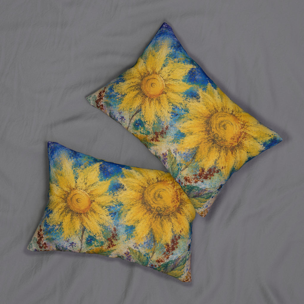 Sunflower Watercolor Lumbar Pillow