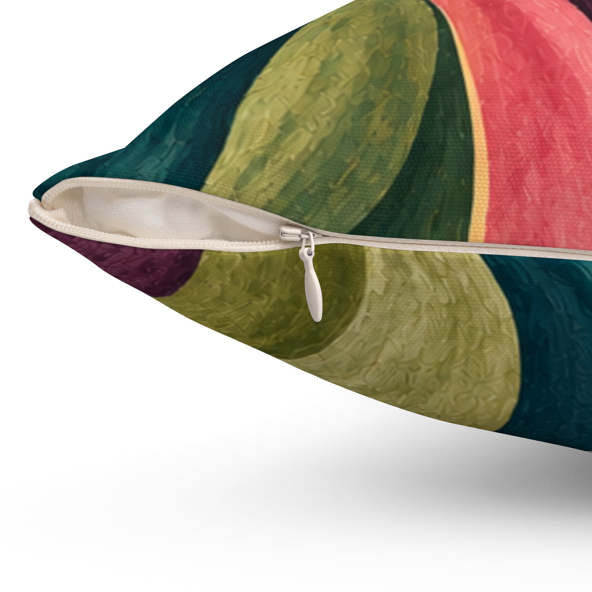 Abstract Floral Throw Pillow — Colorful Hand-Painted Swirl Design