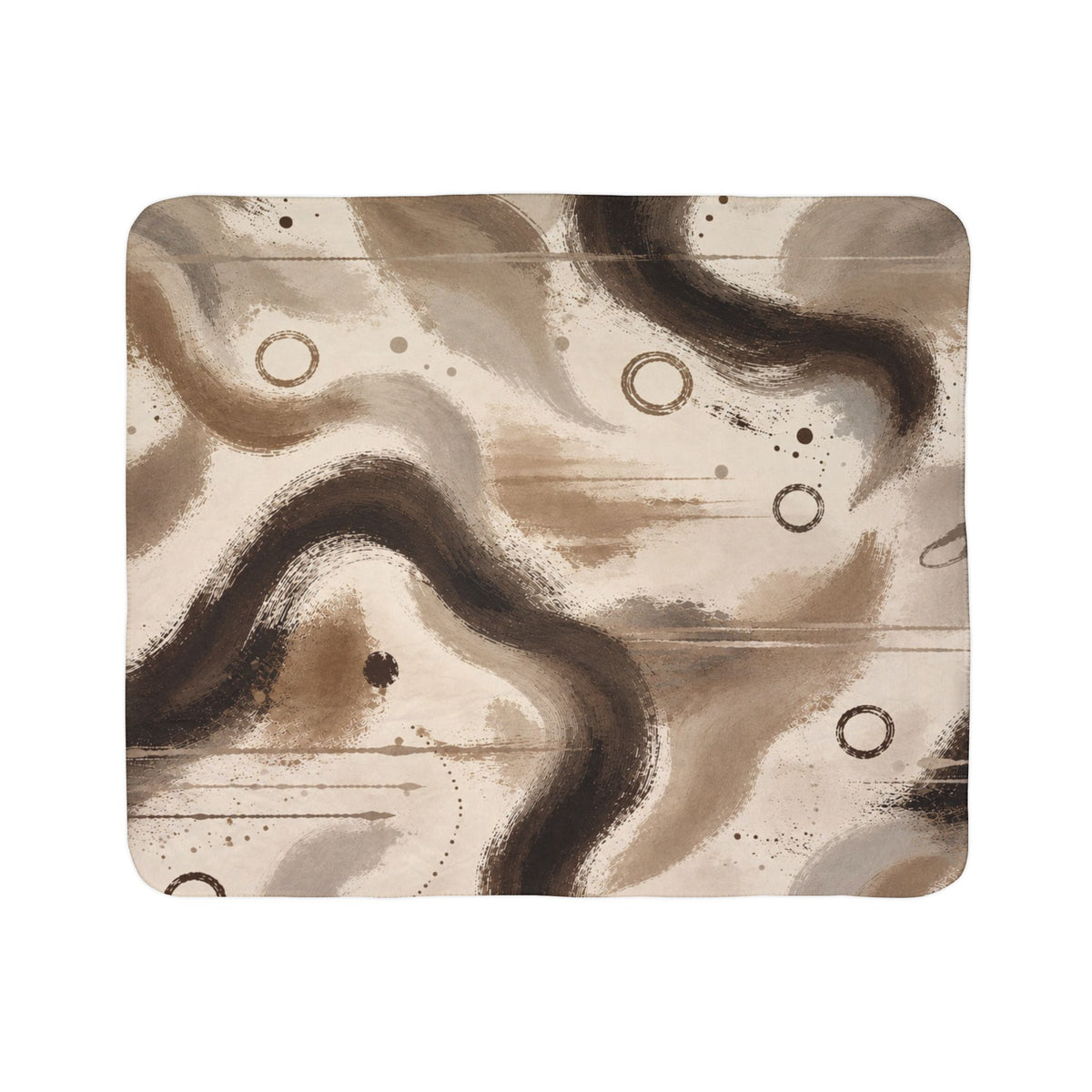 Abstract Earth-Tone Sherpa Blanket — Cozy Neutral Fleece Throw