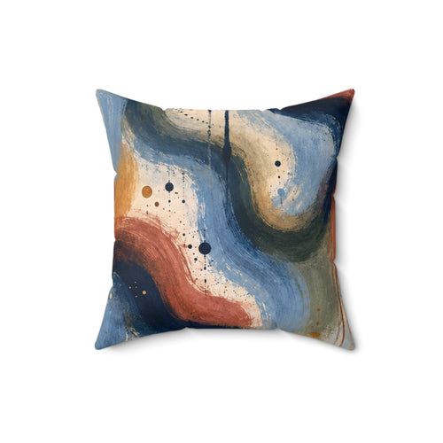 Abstract Blue Wave Decorative Pillow — Modern Coastal Accent