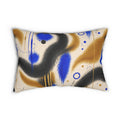 Abstract Blue & Gold Lumbar Pillow — Modern Spray-Paint Accent Cushion