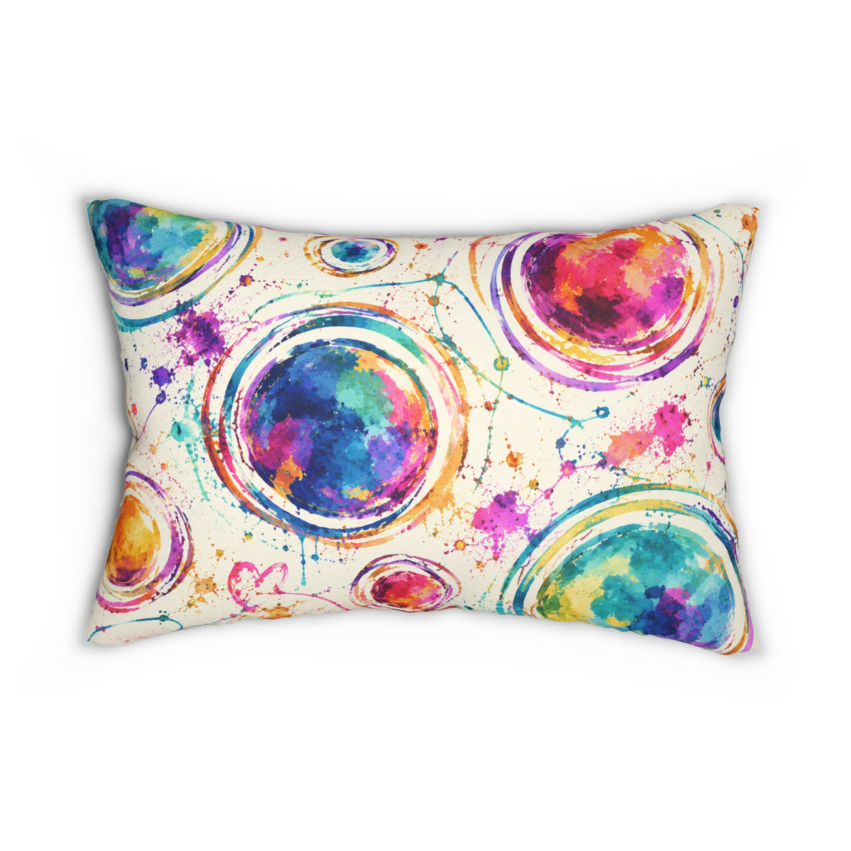 Acrylic Planet Lumbar Pillow — Colorful Abstract Circle Accent
