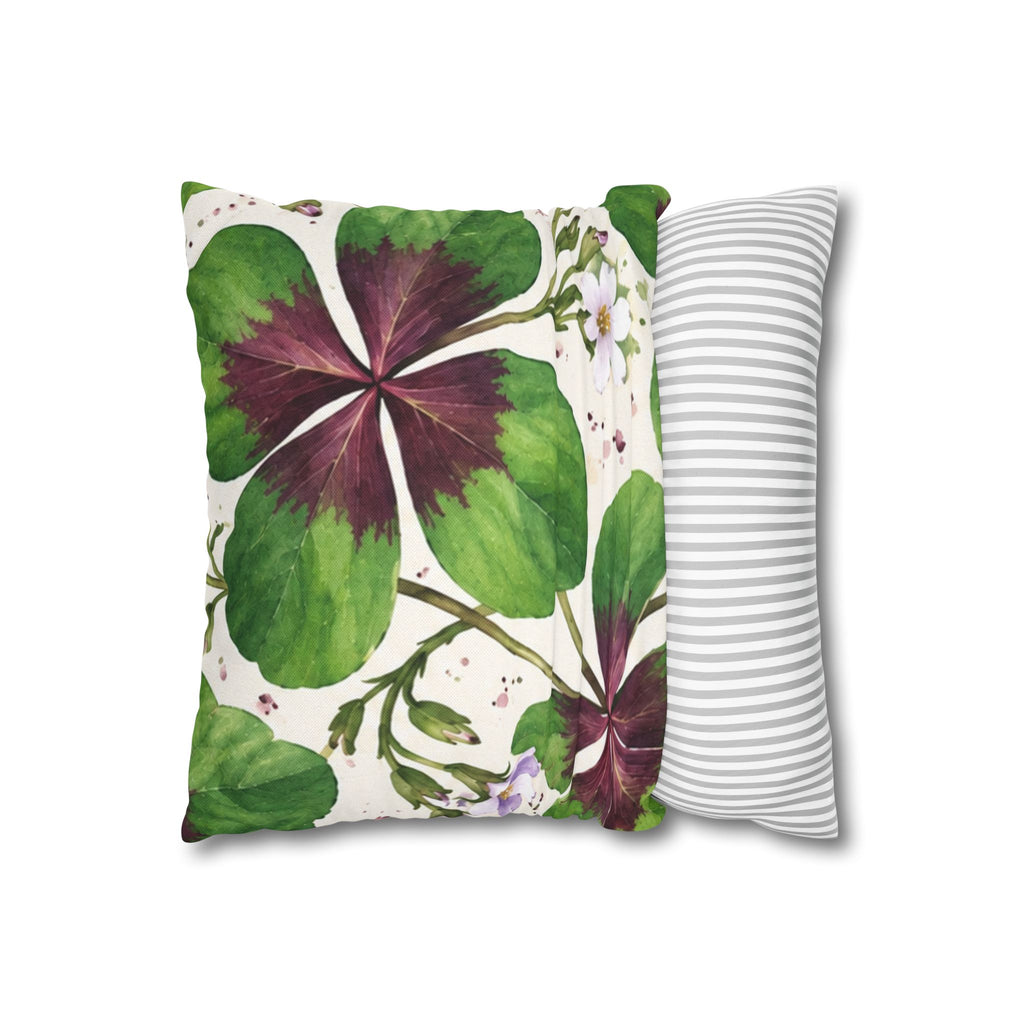 Cushion covers  floral Four-Leaf Clover Decorative Pillowcase — Lucky Botanical Throw Pillow Cover