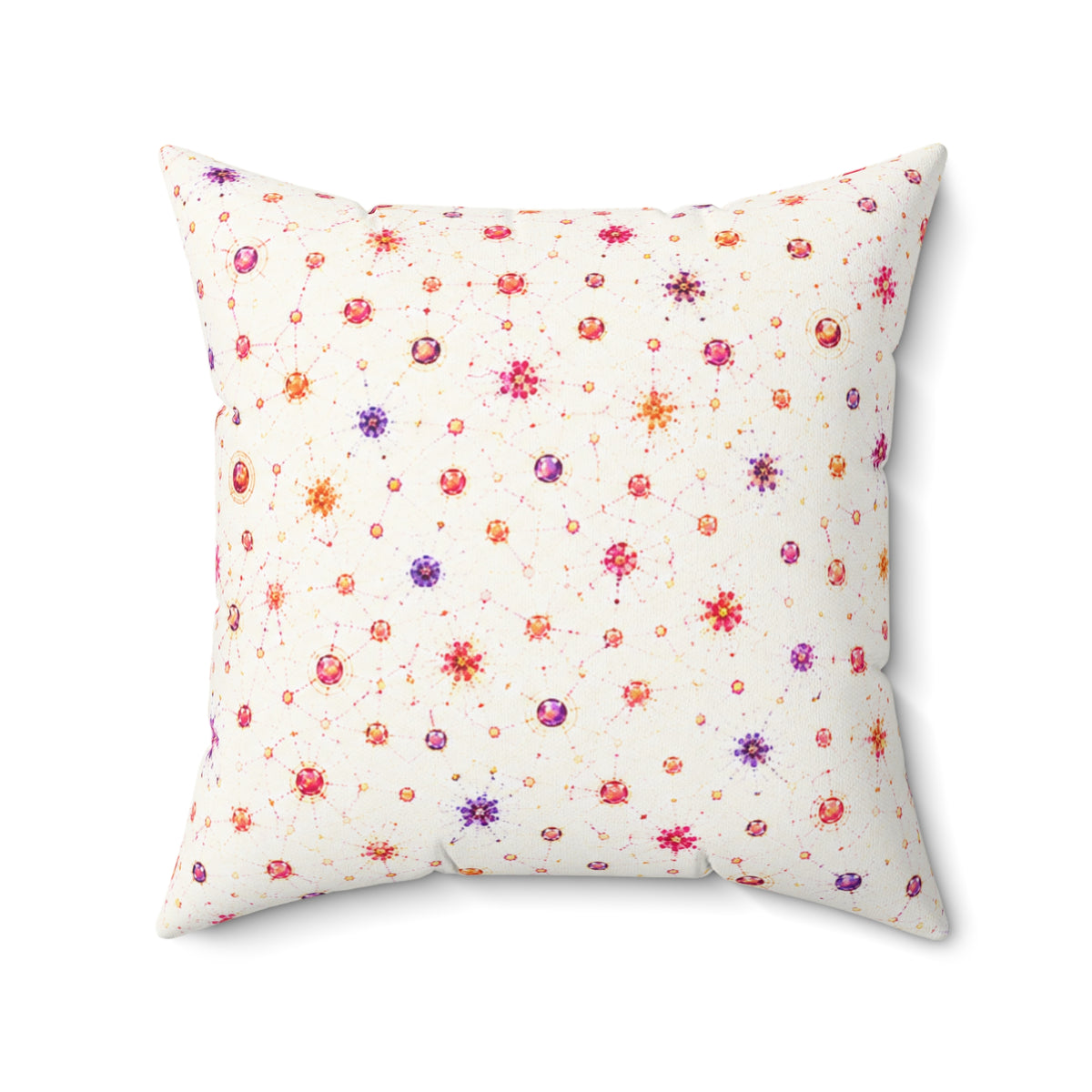 Floral Confetti Square Pillow — Pink & Orange Watercolor Ditsy Throw Pillow