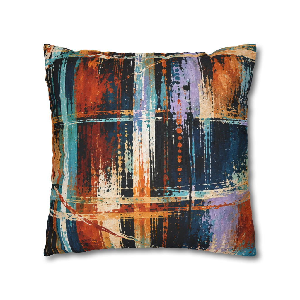 Abstract Teal & Orange Decorative Pillowcase — Modern Brushstroke Accent