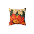 Bold Floral Art Pillow — Vibrant Painted Chrysanthemum Decorative Throw Pillow