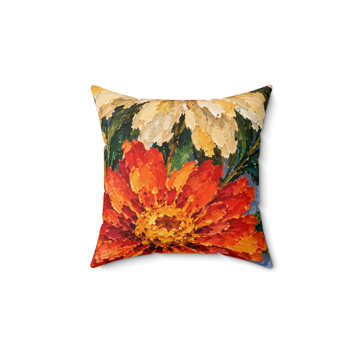 Bold Floral Art Pillow — Vibrant Painted Chrysanthemum Decorative Throw Pillow