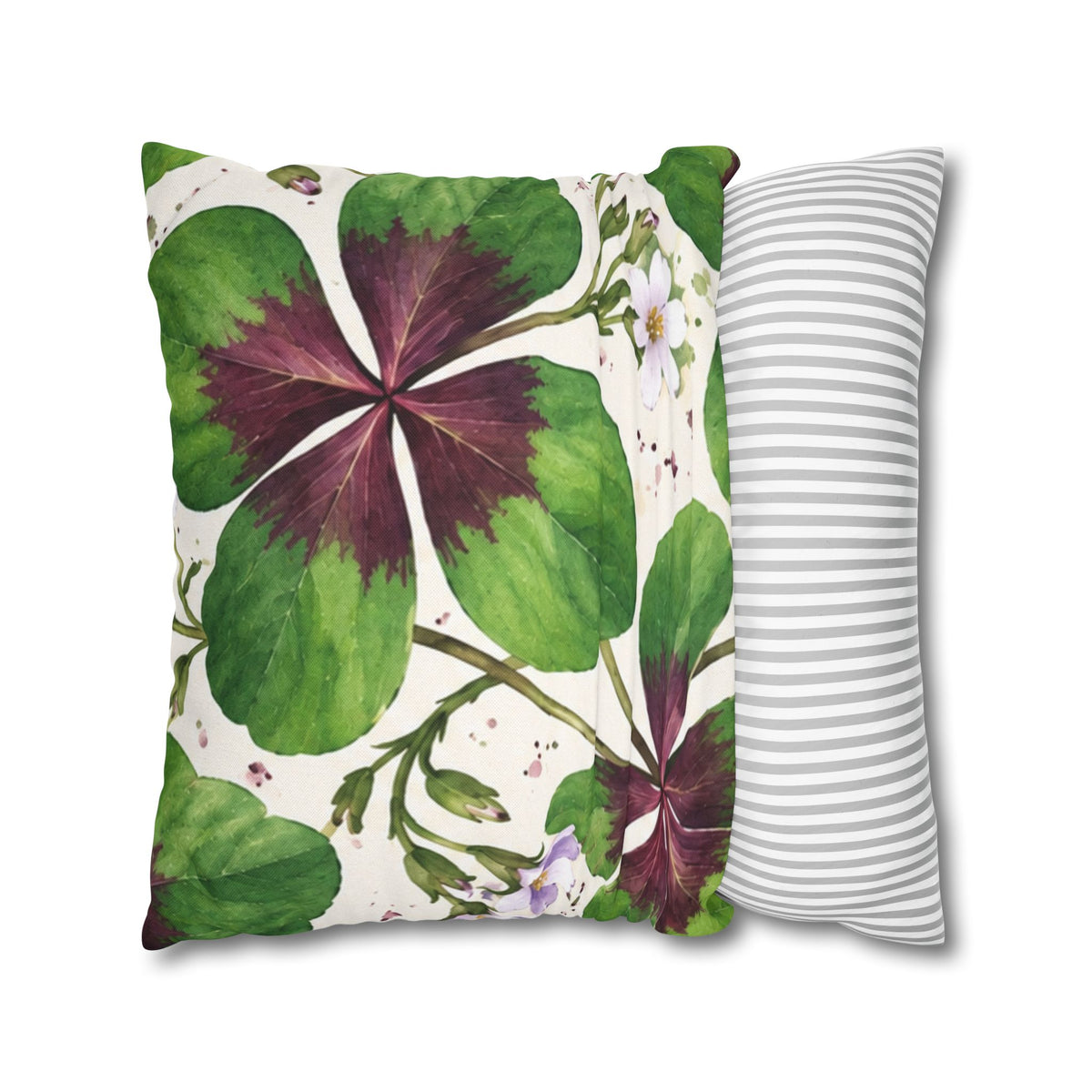 Cushion covers  floral Four-Leaf Clover Decorative Pillowcase — Lucky Botanical Throw Pillow Cover