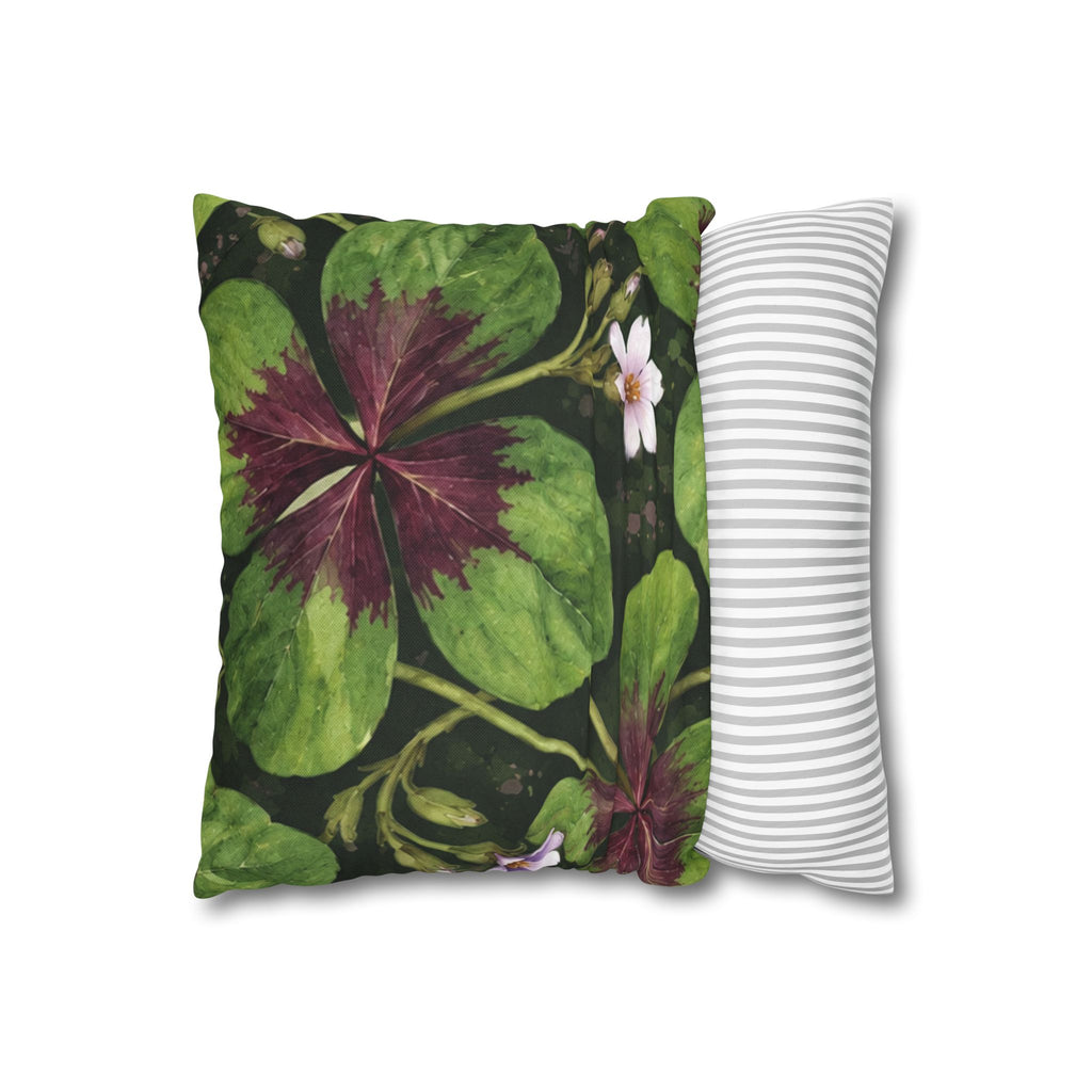 Lucky Four-Leaf Shamrock Pillowcase — Botanical Clover Cushion Cover