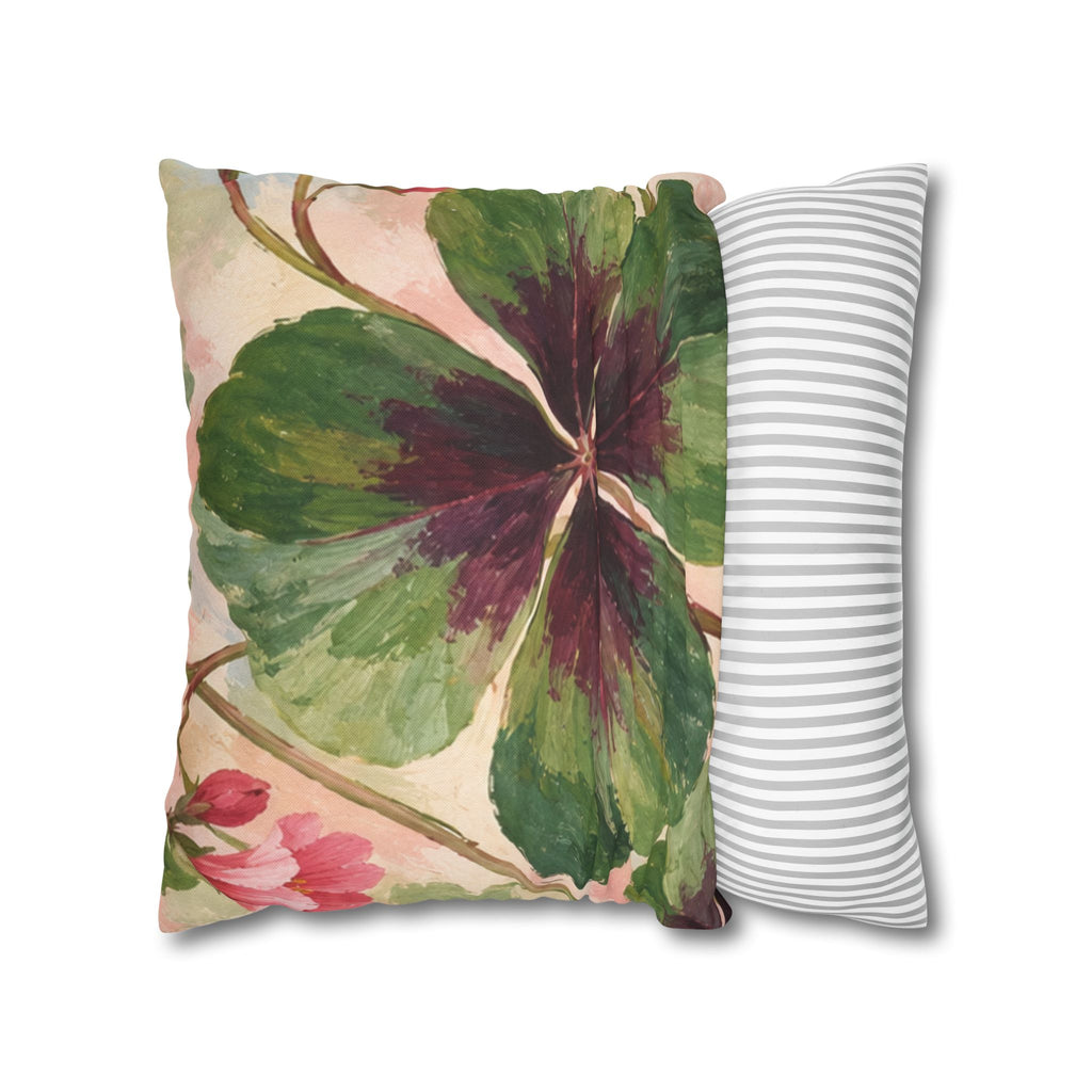 Cushion covers Botanical Clover Decorative Pillowcase — Floral Green Four-Leaf Throw Pillow Cover
