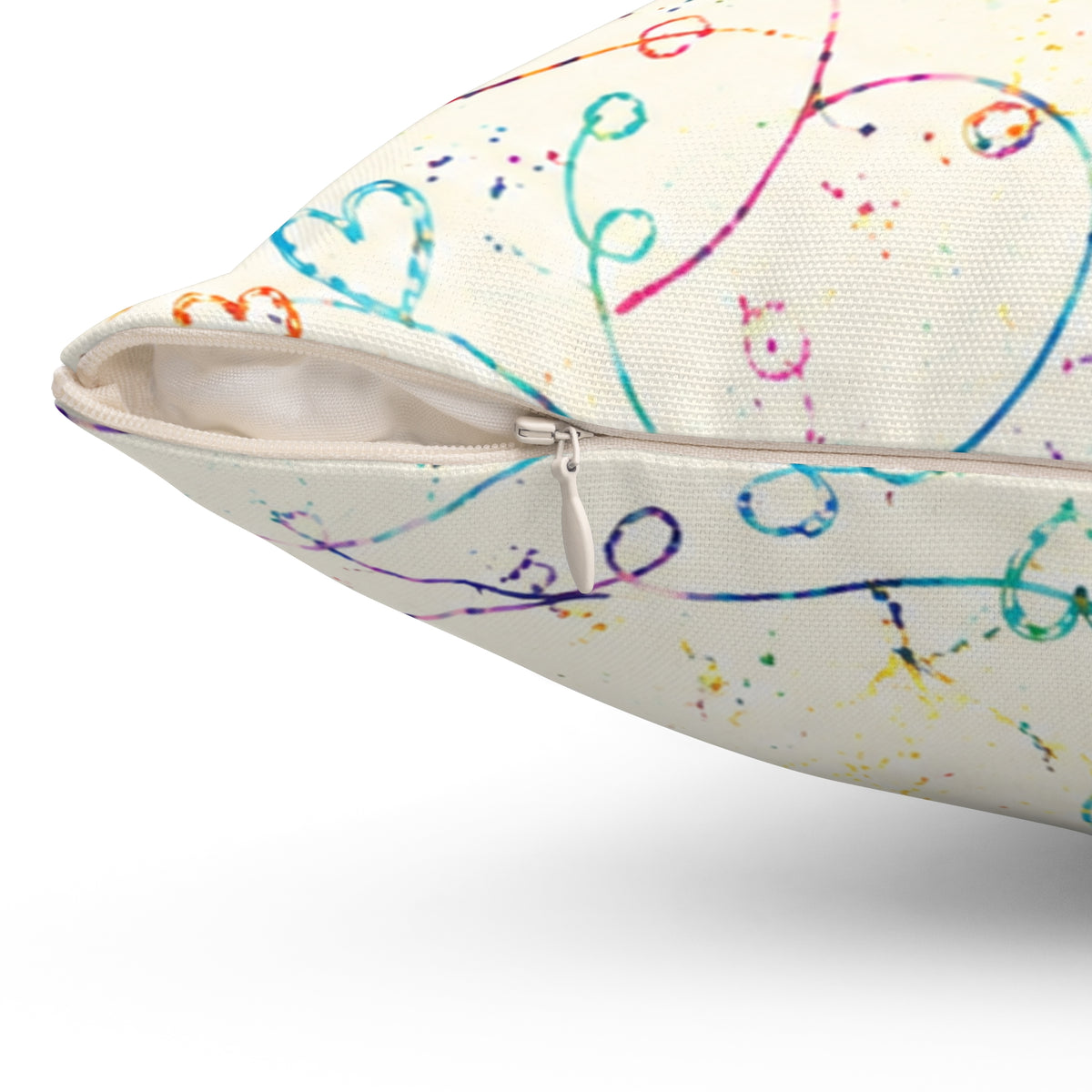 Whimsical Rainbow Heart Swirl Throw Pillow