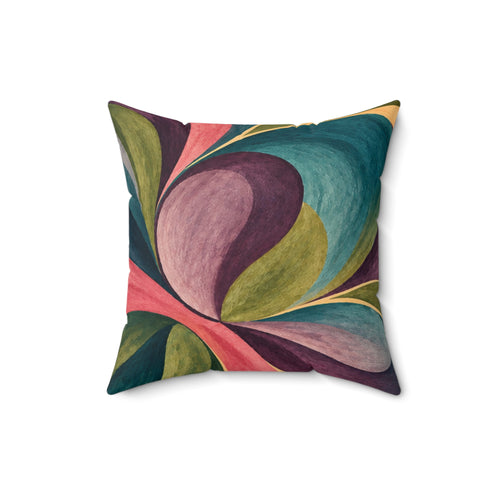 Abstract Floral Throw Pillow — Colorful Hand-Painted Swirl Design