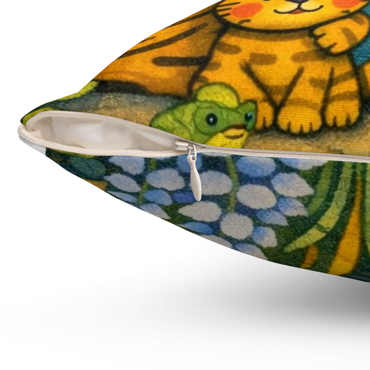 Jungle Friends Decorative Pillow — Cute Giraffe, Tiger & Monkey Nursery Throw