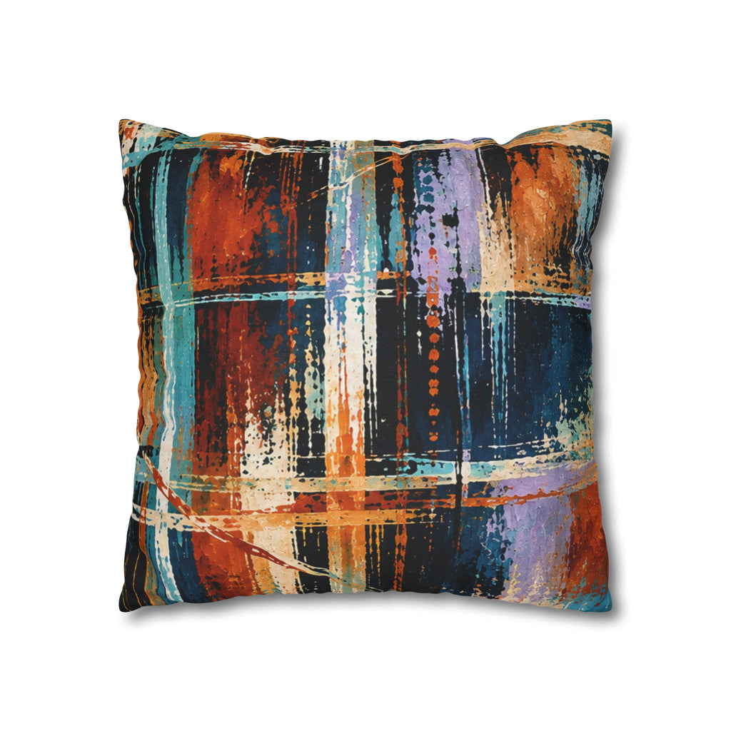Abstract Teal & Orange Decorative Pillowcase — Modern Brushstroke Accent