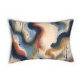 Abstract Watercolor Lumbar Pillow — Blue Rust Wave Accent Cushion
