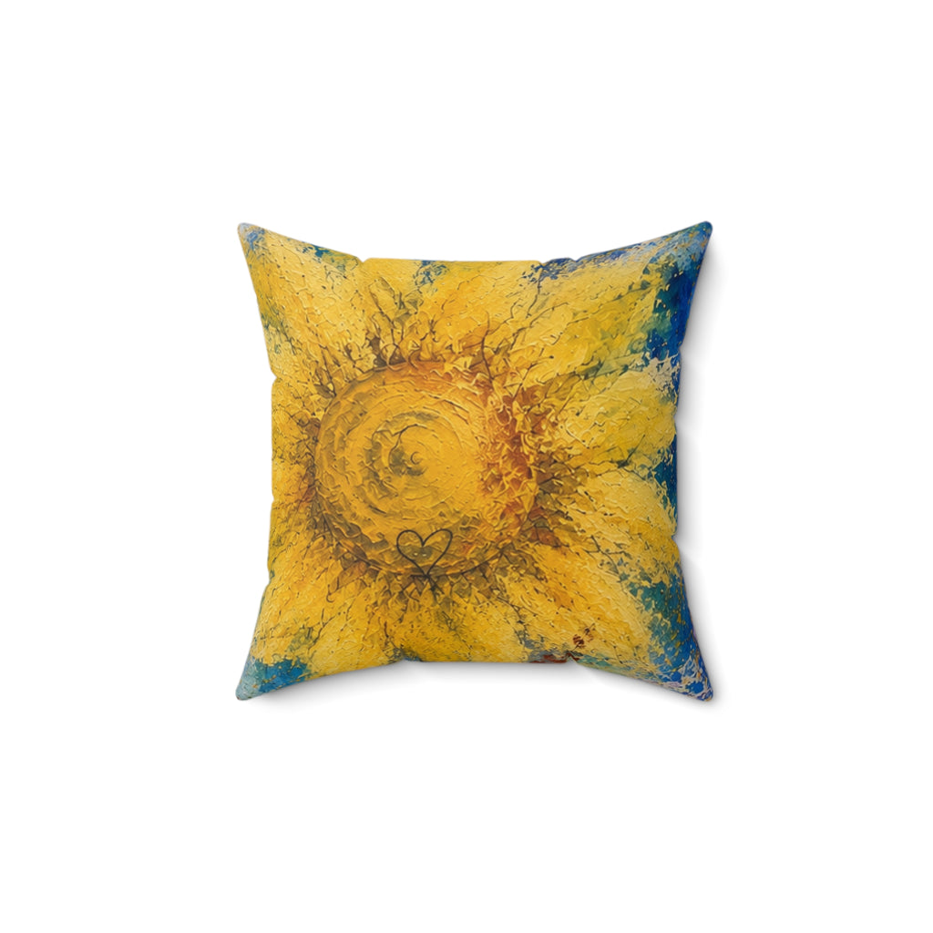 Sunflower Art Pillow — Bright Yellow Floral Decorative Throw Pillow