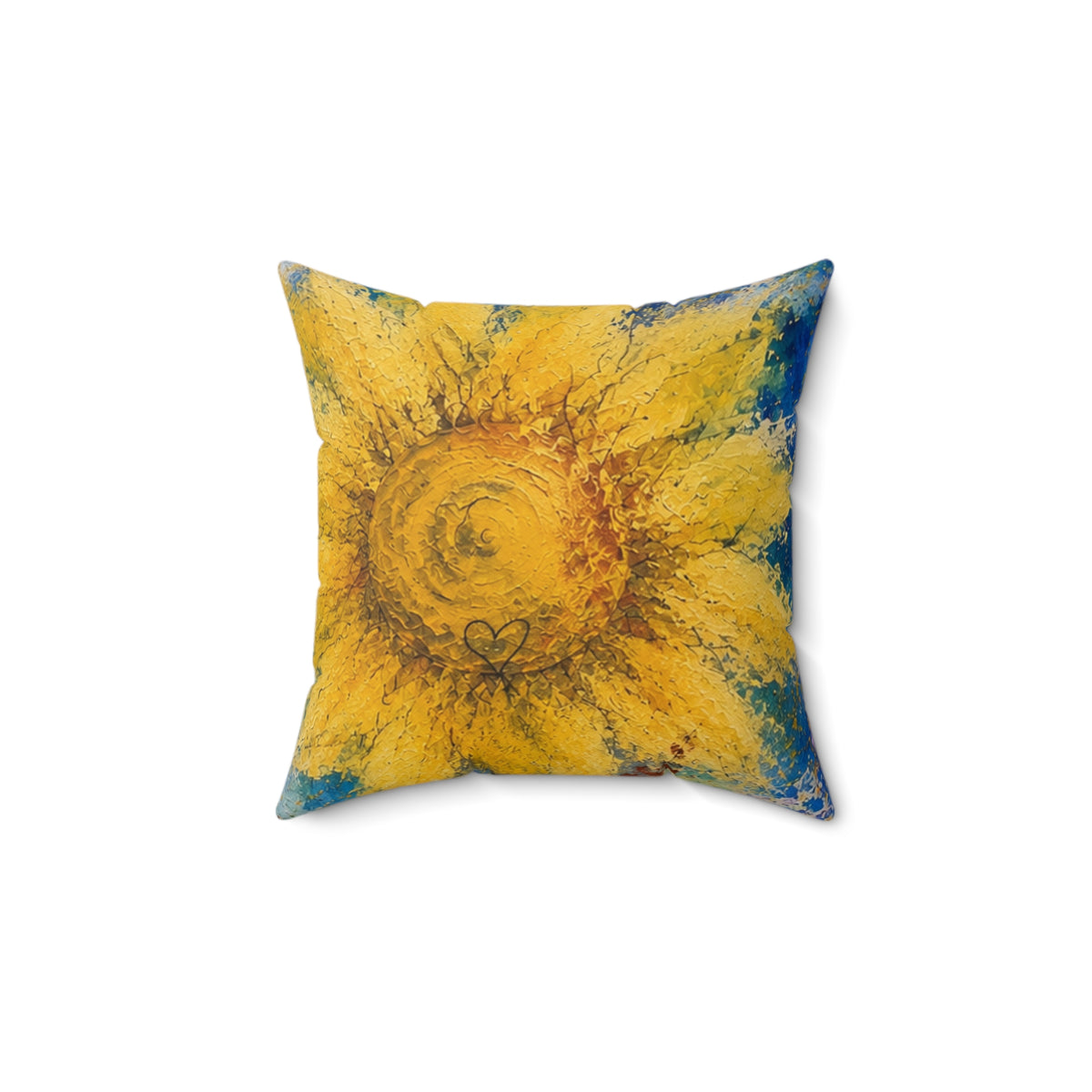 Sunflower Art Pillow — Bright Yellow Floral Decorative Throw Pillow