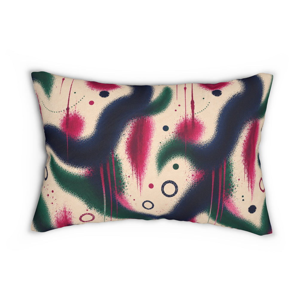 Abstract Spray-Paint Lumbar Pillow — Retro Graffiti Accent Cushion