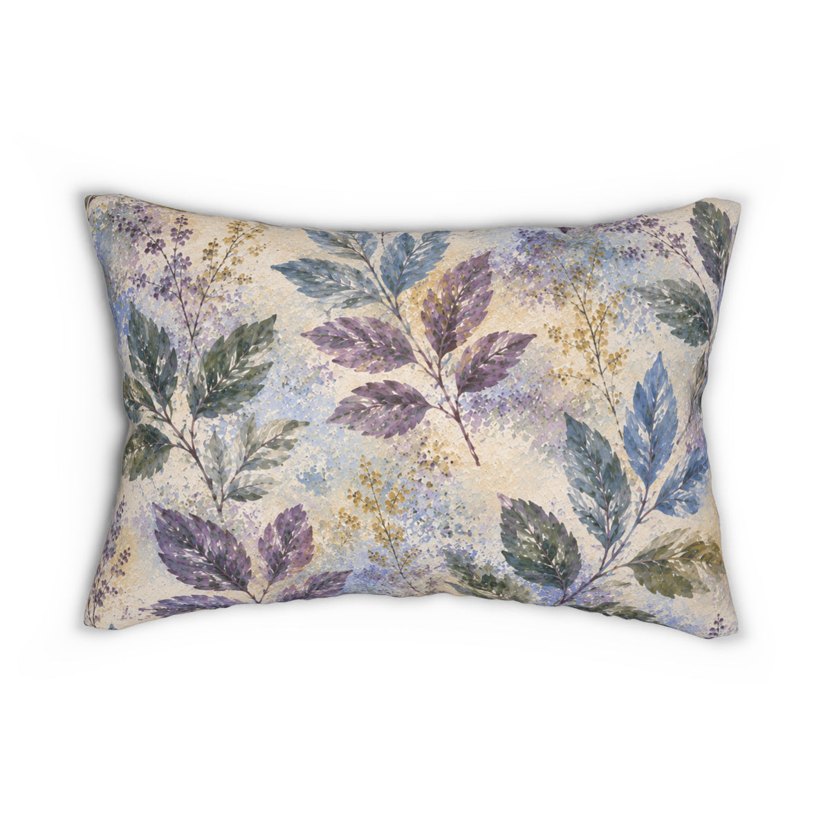 Watercolor Leaf Lumbar Pillow — Botanical Decorative Accent for Sofa & Bed