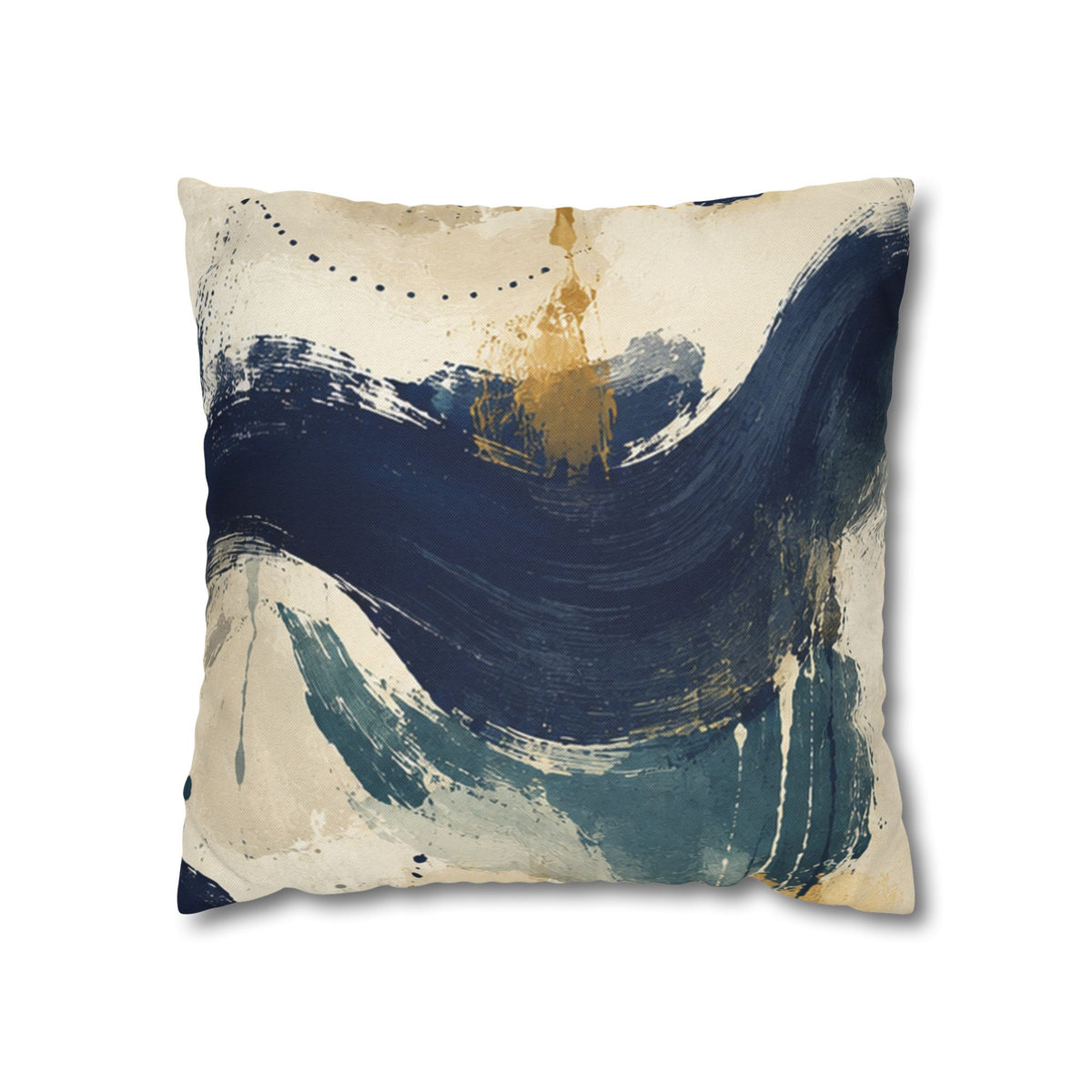 Abstract Navy Brushstroke Pillowcase — Modern Decorative Throw Pillow Cover