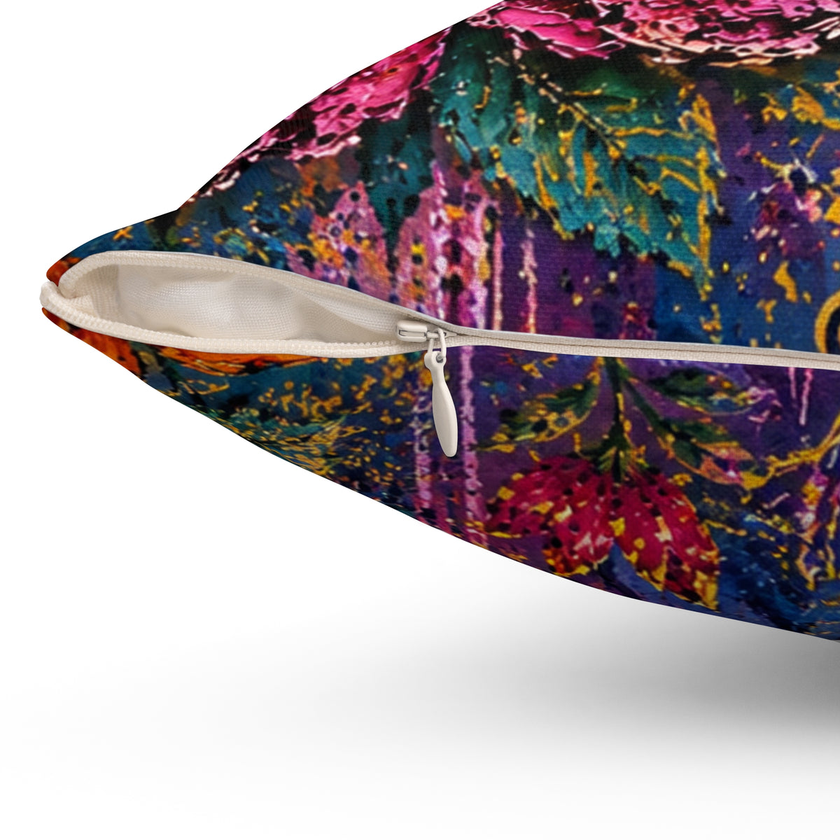 Bohemian Floral Throw Pillow — Colorful Garden Pattern
