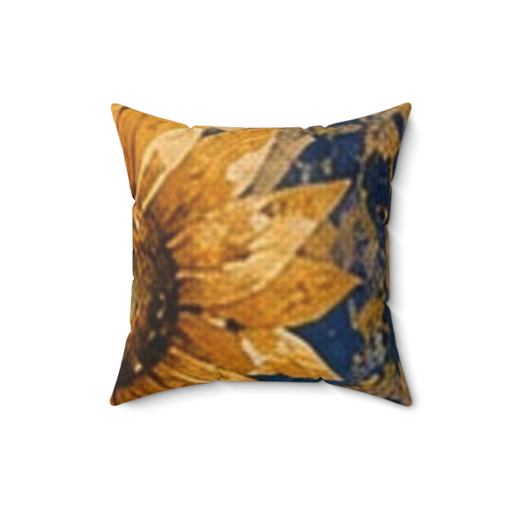 Navy sunflower decorative spun Polyester Square Pillow