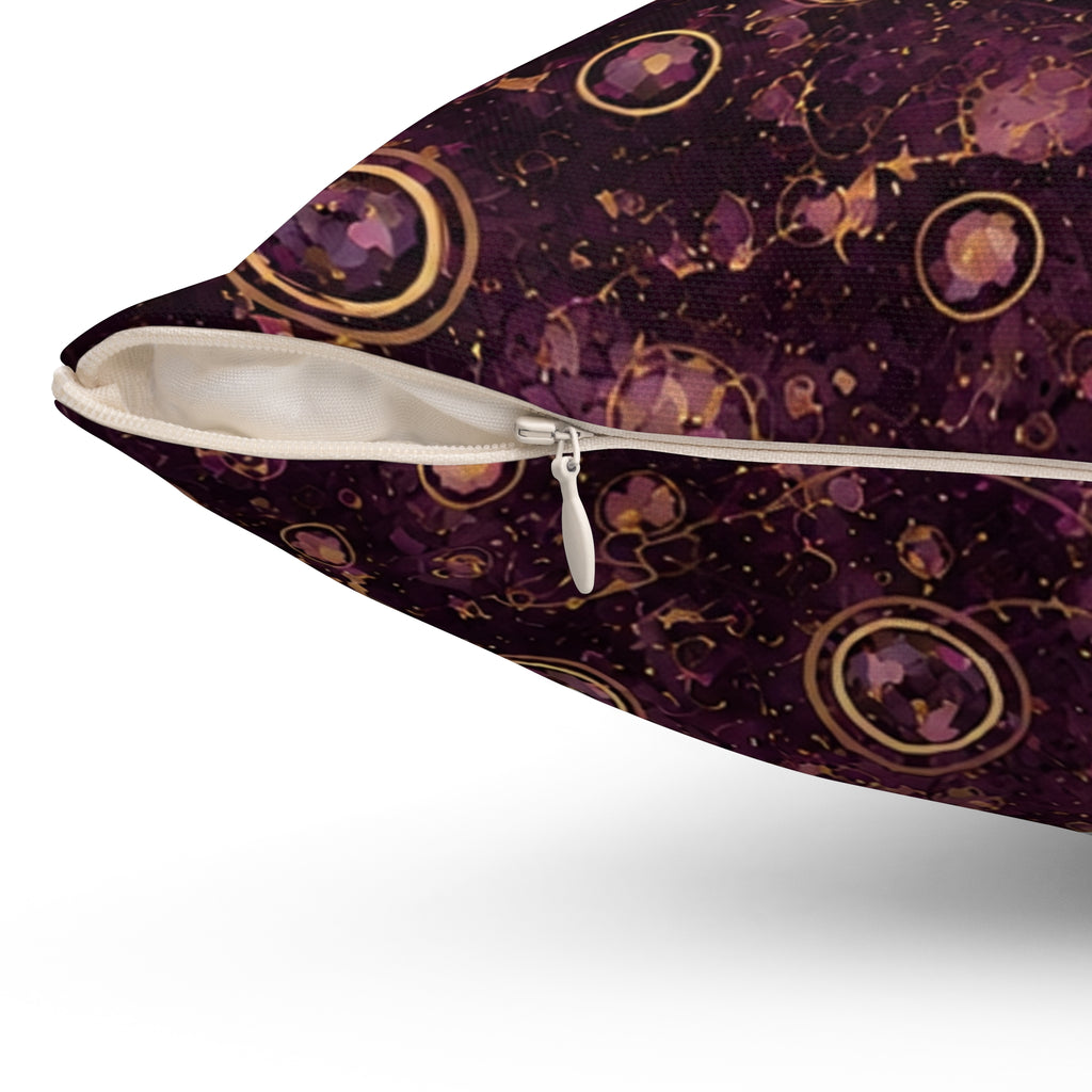 Galaxy Orbit Decorative Pillow — Purple Cosmic Pattern Square Throw Pillow