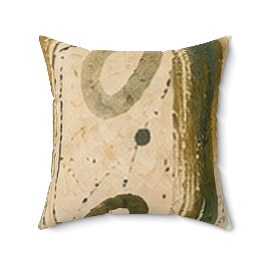 Abstract Earth-Tone Square Pillow — Vintage Mid-Century Modern Accent Cushion