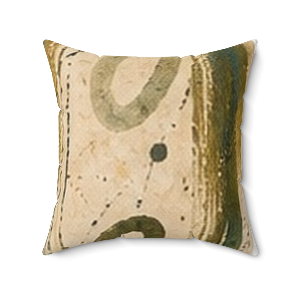 Abstract Earth-Tone Square Pillow — Vintage Mid-Century Modern Accent Cushion