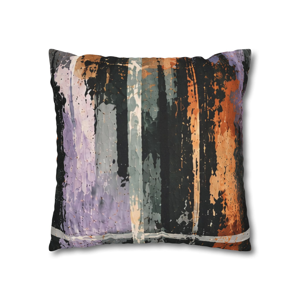 Abstract Striped Accent Pillowcase — Orange & Purple Modern Throw Pillow Cover