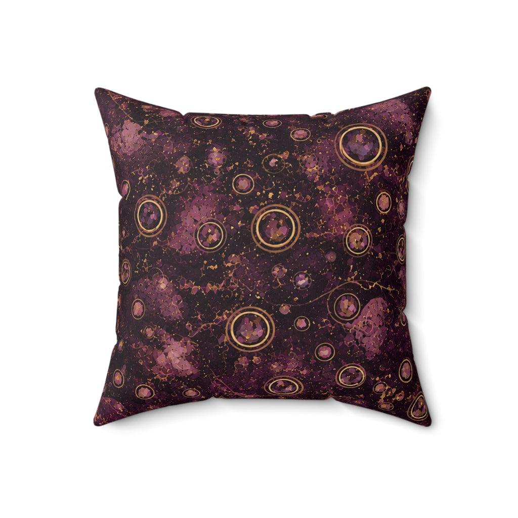 Galaxy Orbit Decorative Pillow — Purple Cosmic Pattern Square Throw Pillow