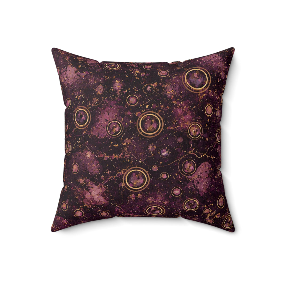 Galaxy Orbit Decorative Pillow — Purple Cosmic Pattern Square Throw Pillow