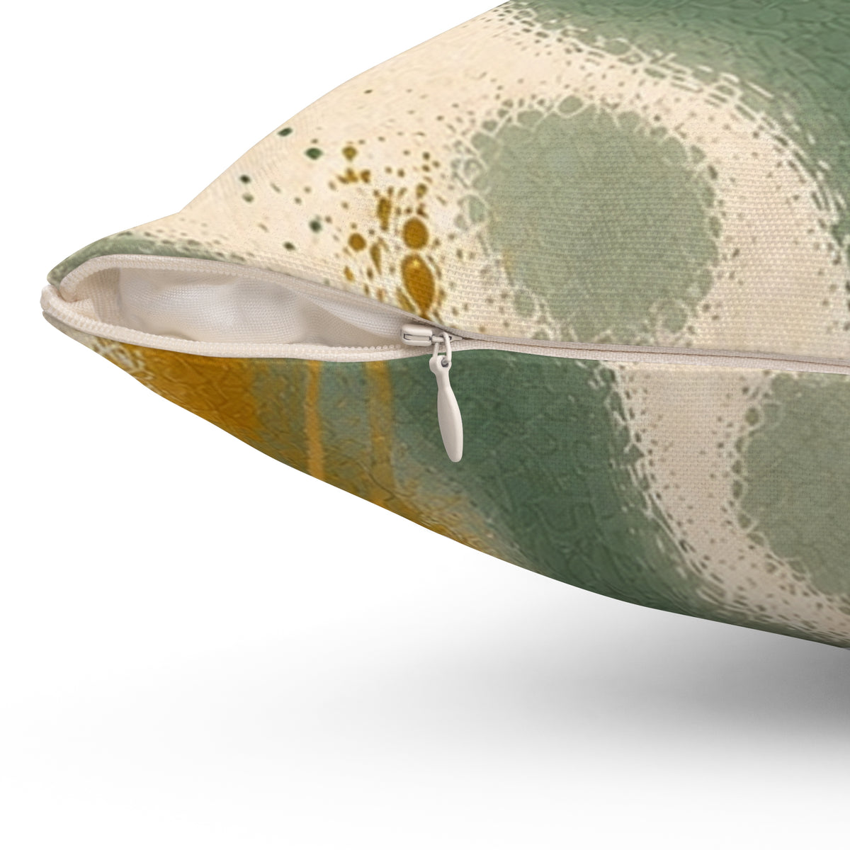 Abstract Green & Gold Throw Pillow — Modern Swirl Decorative Cushion